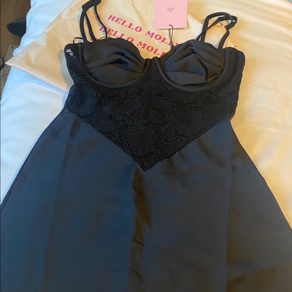 Hello Molly Black Lace Mini Dress